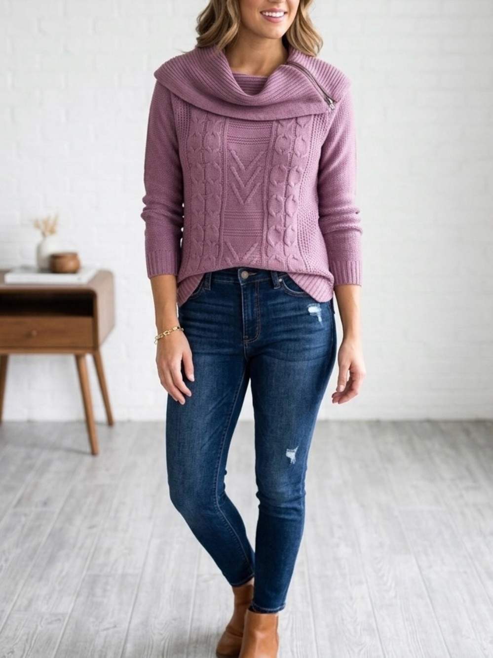 Dry Goods Plum Cowl Neck Sweater